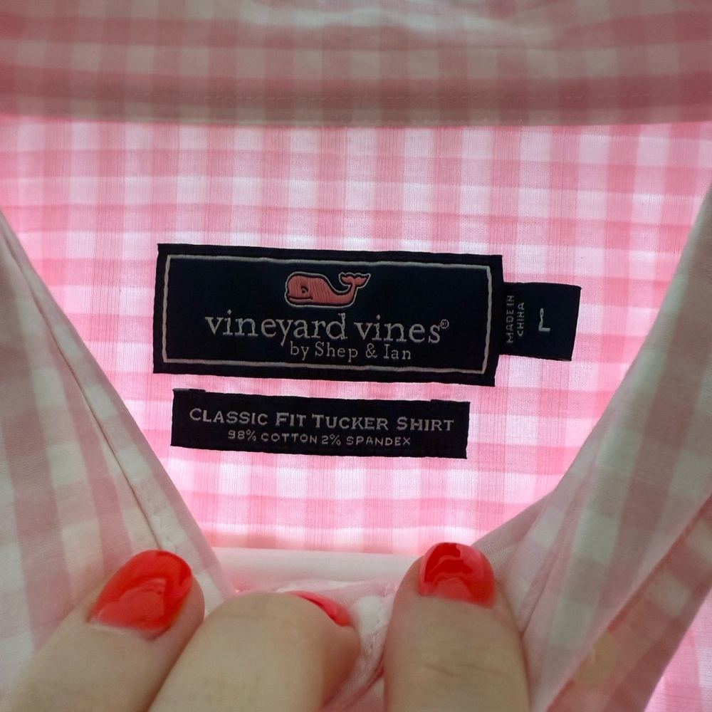 Men’s Vineyard Vines Pink Checkered Shirt